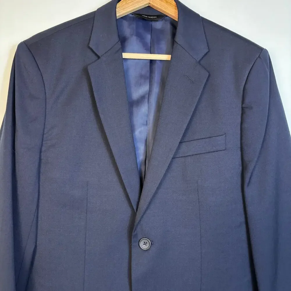 Banana Republic Mens Tailored Fit Blazer Size 38S Wool Navy Blue Career Preppy